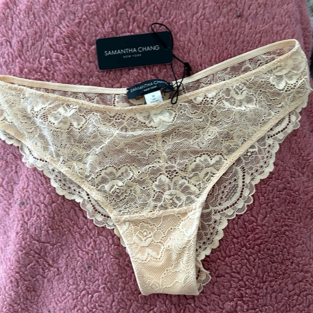 NWT Samantha Chang Nude Lace Panties Size M